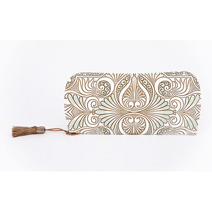 【文庫屋大関】メガネケース　ロカイユ＜ペールカーキ＞【皮革工芸品】 ファッション小物 民芸品 　お届け：発送可能時期より順次配送