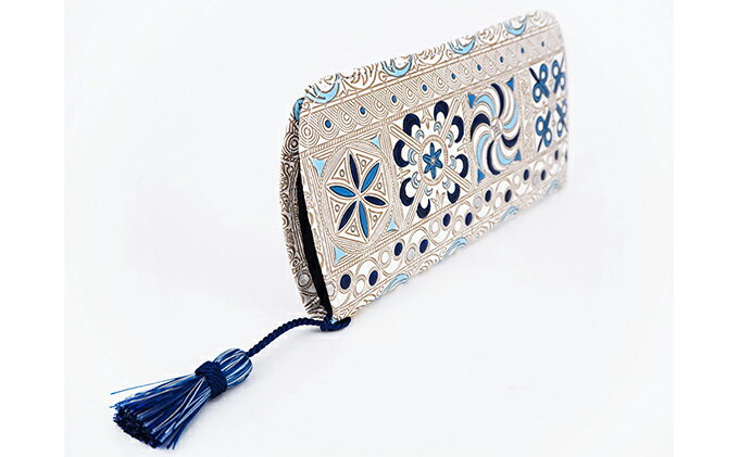 【ふるさと納税】【文庫屋大関】メガネケース　錦紗＜青＞【皮革工芸品】 ファッション小物 民芸品 　お届け：発送可能時期より順次配送 サムネイル3