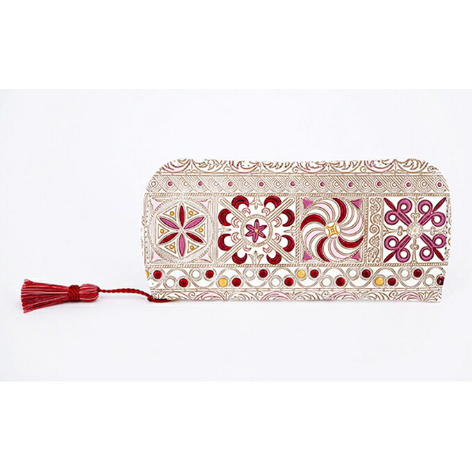 【文庫屋大関】メガネケース　錦紗＜ピンク＞【皮革工芸品】 ファッション小物 民芸品 　お届け：発送可能時期より順次配送