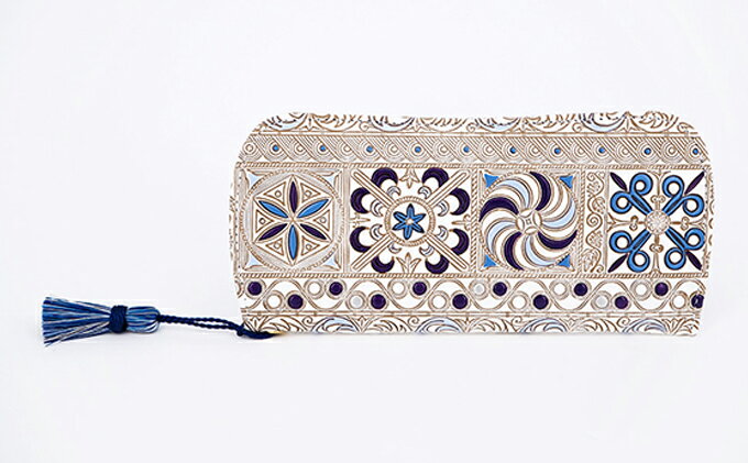 【ふるさと納税】【文庫屋大関】メガネケース　錦紗＜紫＞【皮革工芸品】 ファッション小物 民芸品 　お届け：発送可能時期より順次配送 サムネイル2