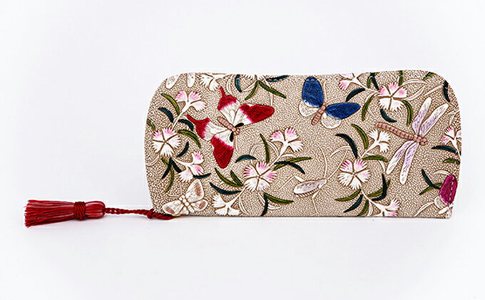 【ふるさと納税】【文庫屋大関】メガネケース　撫子【皮革工芸品】 ファッション小物 民芸品 　お届け：発送可能時期より順次配送 サムネイル2