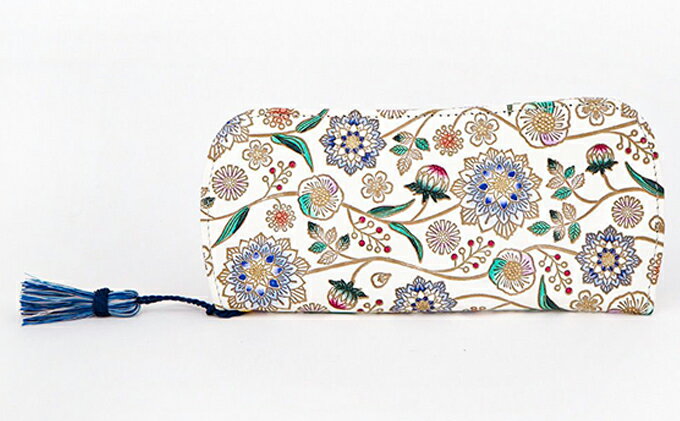 【ふるさと納税】【文庫屋大関】メガネケース　ダリア＜コバルトブルー＞【皮革工芸品】 ファッション小物 民芸品 　お届け：発送可能時期より順次配送 サムネイル2