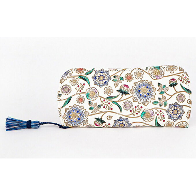 【文庫屋大関】メガネケース　ダリア＜コバルトブルー＞【皮革工芸品】 ファッション小物 民芸品 　お届け：発送可能時期より順次配送