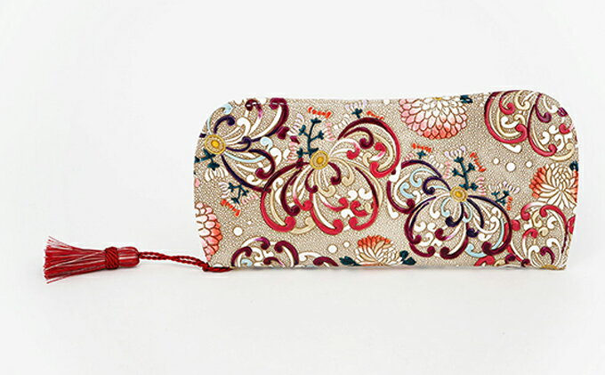 【ふるさと納税】【文庫屋大関】メガネケース　乱菊＜赤紫＞【皮革工芸品】 ファッション小物 民芸品 　お届け：発送可能時期より順次配送 サムネイル2