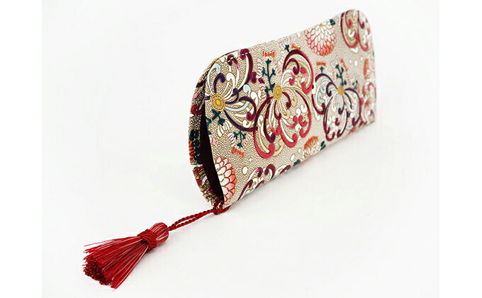 【ふるさと納税】【文庫屋大関】メガネケース　乱菊＜赤紫＞【皮革工芸品】 ファッション小物 民芸品 　お届け：発送可能時期より順次配送 サムネイル3