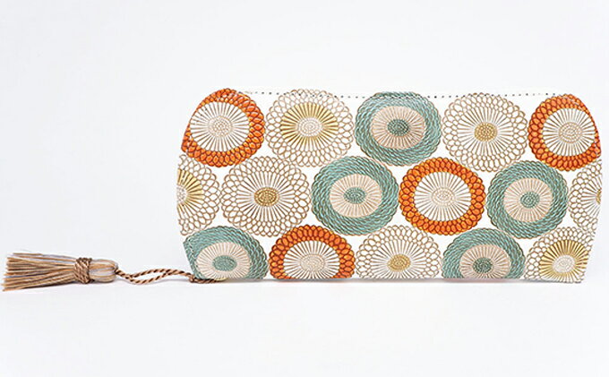 【ふるさと納税】【文庫屋大関】メガネケース　笠菊＜若草＞【皮革工芸品】 ファッション小物 民芸品 　お届け：発送可能時期より順次配送 サムネイル2