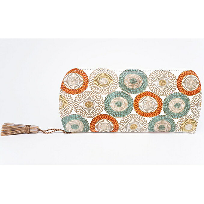 【文庫屋大関】メガネケース　笠菊＜若草＞【皮革工芸品】 ファッション小物 民芸品 　お届け：発送可能時期より順次配送