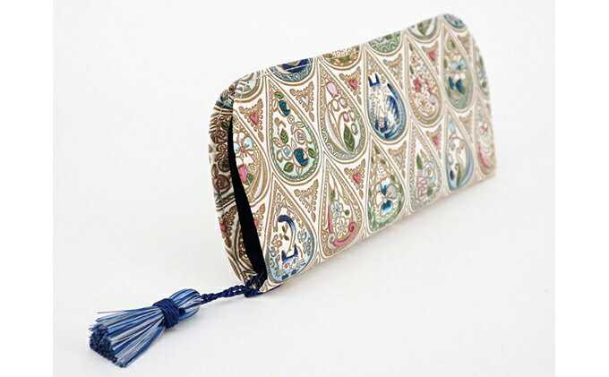 【ふるさと納税】【文庫屋大関】メガネケース　花と猫＜インディゴ＞【皮革工芸品】 ファッション小物 民芸品 　お届け：発送可能時期より順次配送 サムネイル3