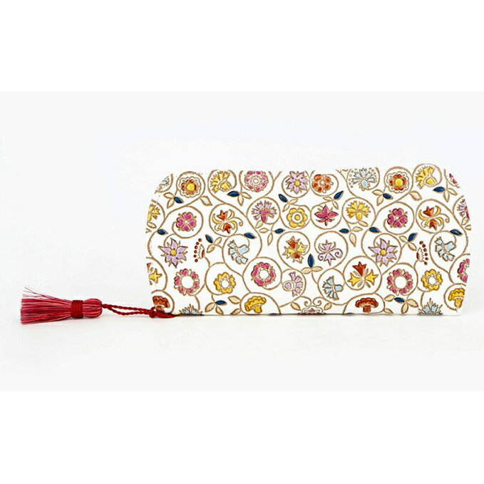 【文庫屋大関】メガネケース　金唐小花【皮革工芸品】 ファッション小物 民芸品 　お届け：発送可能時期より順次配送