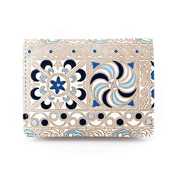 【文庫屋大関】箱まち小銭入れ　錦紗＜青＞【皮革工芸品】 ファッション小物 財布 民芸品 　お届け：発送可能時期より順次配送