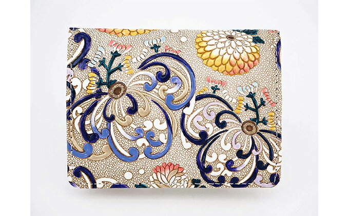 【ふるさと納税】【文庫屋大関】箱まち小銭入れ　乱菊＜青紫＞【皮革工芸品】 ファッション小物 財布 民芸品 　お届け：発送可能時期より順次配送 サムネイル2