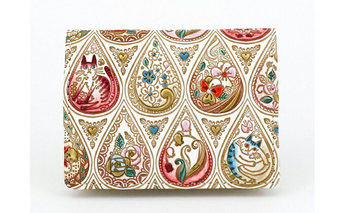 【ふるさと納税】【文庫屋大関】箱まち小銭入れ　花と猫＜ローズ＞【皮革工芸品】 ファッション小物 財布 民芸品 　お届け：発送可能時期より順次配送 サムネイル2