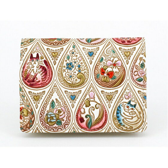 【文庫屋大関】箱まち小銭入れ　花と猫＜ローズ＞【皮革工芸品】 ファッション小物 財布 民芸品 　お届け：発送可能時期より順次配送