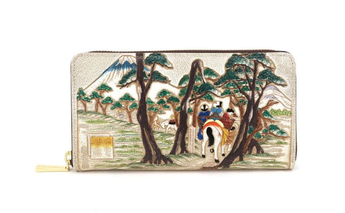 【ふるさと納税】【文庫屋大関】大容量　ぐるっとファスナーの長財布　浮世絵　吉原【皮革工芸品】 ファッション 小物 仕切り カードポケット ロングポケット 　お届け：発送可能時期より順次配送 サムネイル2