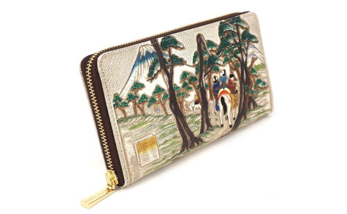 【ふるさと納税】【文庫屋大関】大容量　ぐるっとファスナーの長財布　浮世絵　吉原【皮革工芸品】 ファッション 小物 仕切り カードポケット ロングポケット 　お届け：発送可能時期より順次配送 サムネイル3