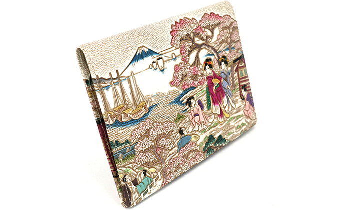 【ふるさと納税】【文庫屋大関】パーソナルホルダー　浮世絵　御殿山【皮革工芸品】 ファッション 小物 シンプル パスポートケース 病院セット 型押し 大関卯三郎 牛革 　お届け：発送可能時期より順次配送 サムネイル3