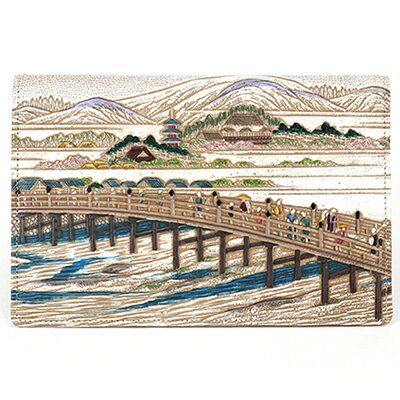 【文庫屋大関】パーソナルホルダー　浮世絵　三条大橋【皮革工芸品】 ファッション 小物 シンプル パスポートケース 病院セット 型押し 大関卯三郎 牛革 　お届け：発送可能時期より順次配送