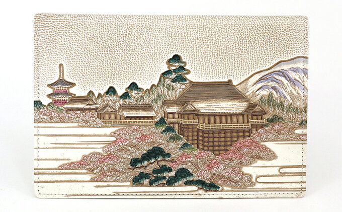 【ふるさと納税】【文庫屋大関】パーソナルホルダー　浮世絵　清水寺【皮革工芸品】 ファッション 小物 シンプル パスポートケース 病院セット 型押し 大関卯三郎 牛革 　お届け：発送可能時期より順次配送 サムネイル2
