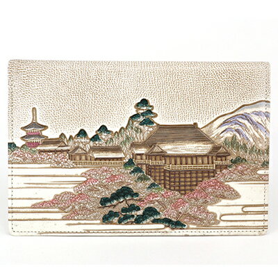 【文庫屋大関】パーソナルホルダー　浮世絵　清水寺【皮革工芸品】 ファッション 小物 シンプル パスポートケース 病院セット 型押し 大関卯三郎 牛革 　お届け：発送可能時期より順次配送