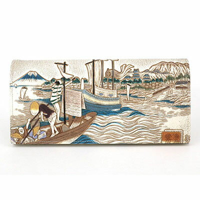【文庫屋大関】スッキリ大人の財布　束入れ　浮世絵　荒井宿【皮革工芸品】 ファッション小物 手作業 手塗 　お届け：発送可能時期より順次配送