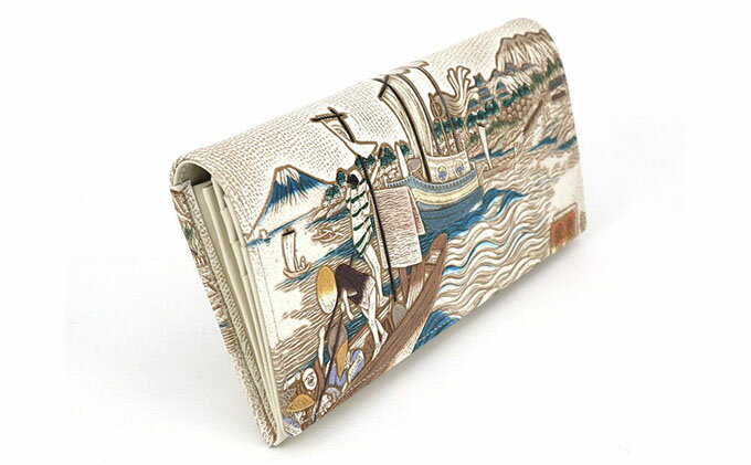 【ふるさと納税】【文庫屋大関】スッキリ大人の財布　束入れ　浮世絵　荒井宿【皮革工芸品】 ファッション小物 手作業 手塗 　お届け：発送可能時期より順次配送 サムネイル3