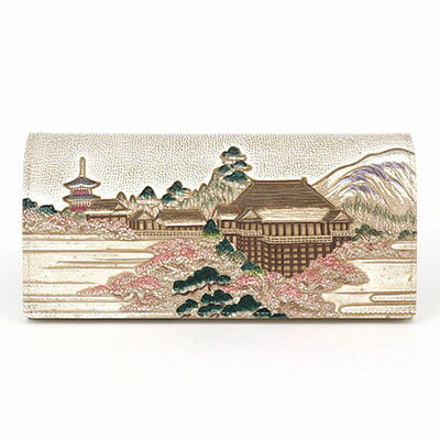【文庫屋大関】スッキリ大人の財布　束入れ　浮世絵　清水寺【皮革工芸品】 ファッション小物 手作業 手塗 　お届け：発送可能時期より順次配送