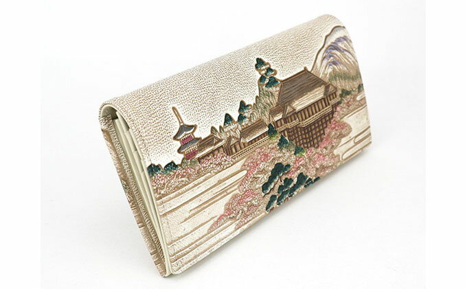 【ふるさと納税】【文庫屋大関】スッキリ大人の財布　束入れ　浮世絵　清水寺【皮革工芸品】 ファッション小物 手作業 手塗 　お届け：発送可能時期より順次配送 サムネイル3