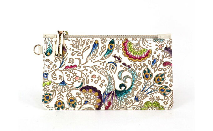 【ふるさと納税】【文庫屋大関】すっきりカードケース　孔雀【皮革工芸品】 ファッション小物 雑貨 フラグメントケース 小銭入れ付き 収納 スマート 日本製 動物 鳥 クジャク 　お届け：発送可能時期より順次配送 サムネイル2