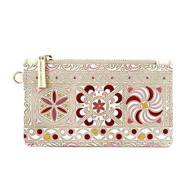 【文庫屋大関】すっきりカードケース　錦紗＜ピンク＞【皮革工芸品】 ファッション小物 雑貨 フラグメントケース 小銭入れ付き 収納 スマート 日本製 　お届け：発送可能時期より順次配送