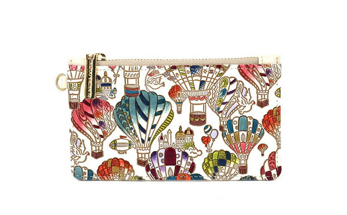 【ふるさと納税】【文庫屋大関】すっきりカードケース　気球【皮革工芸品】 ファッション小物 雑貨 フラグメントケース 小銭入れ付き 収納 スマート 日本製 　お届け：発送可能時期より順次配送 サムネイル2