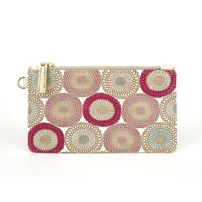 【文庫屋大関】すっきりカードケース　笠菊＜桃花＞【皮革工芸品】 ファッション小物 雑貨 フラグメントケース 小銭入れ付き 収納 スマート 日本製 花柄 　お届け：発送可能時期より順次配送