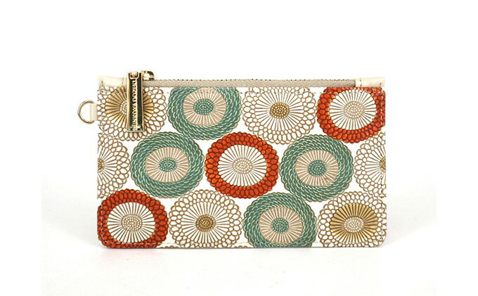 【ふるさと納税】【文庫屋大関】すっきりカードケース　笠菊＜若草＞【皮革工芸品】 ファッション小物 雑貨 フラグメントケース 小銭入れ付き 収納 スマート 日本製 花柄 キク 　お届け：発送可能時期より順次配送 サムネイル2