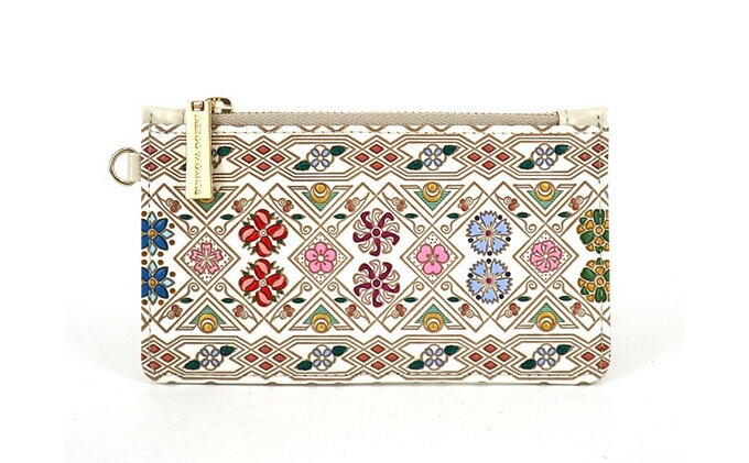 【ふるさと納税】【文庫屋大関】すっきりカードケース　花菱【皮革工芸品】 ファッション小物 雑貨 フラグメントケース 小銭入れ付き 収納 スマート 日本製 花柄 　お届け：発送可能時期より順次配送 サムネイル2