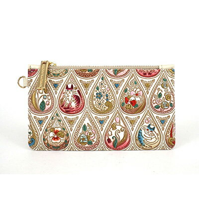 【文庫屋大関】すっきりカードケース　花と猫＜ローズ＞【皮革工芸品】 ファッション小物 雑貨 フラグメントケース 小銭入れ付き 収納 スマート 日本製 花柄 ねこ ネコ 　お届け：発送可能時期より順次配送