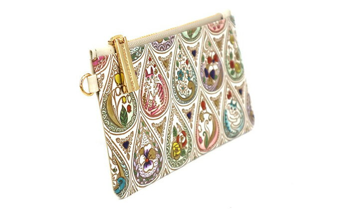 【ふるさと納税】すっきり カードケース 花と猫ミックス 文庫屋大関 パスケース 小銭入れ フラグメントケース カード ケース 本革 牛革 革 皮革 スリム コンパクト 工芸品 工芸 雑貨 猫 グッズ チェーン ファスナー 日本製 東京　お届け：発送可能時期より順次配送 サムネイル3