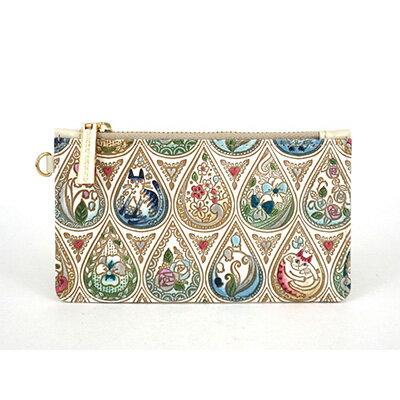 【文庫屋大関】すっきりカードケース　花と猫＜インディゴ＞【皮革工芸品】 ファッション小物 雑貨 フラグメントケース 小銭入れ付き 収納 スマート 日本製 花柄 ねこ ネコ 　お届け：発送可能時期より順次配送