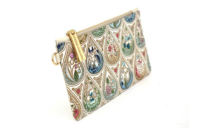 【ふるさと納税】【文庫屋大関】すっきりカードケース　花と猫＜インディゴ＞【皮革工芸品】 ファッション小物 雑貨 フラグメントケース 小銭入れ付き 収納 スマート 日本製 花柄 ねこ ネコ 　お届け：発送可能時期より順次配送 サムネイル3