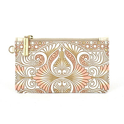 【文庫屋大関】すっきりカードケース　ロカイユ＜ベビーピンク＞【皮革工芸品】 ファッション小物 雑貨 フラグメントケース 小銭入れ付き 収納 スマート 日本製 　お届け：発送可能時期より順次配送