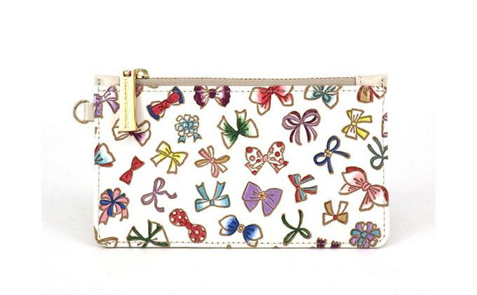 【ふるさと納税】【文庫屋大関】すっきりカードケース　プチリボン【皮革工芸品】 ファッション小物 雑貨 フラグメントケース 小銭入れ付き 収納 スマート 日本製 りぼん 　お届け：発送可能時期より順次配送 サムネイル2