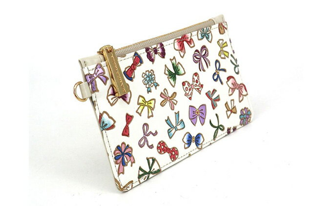 【ふるさと納税】【文庫屋大関】すっきりカードケース　プチリボン【皮革工芸品】 ファッション小物 雑貨 フラグメントケース 小銭入れ付き 収納 スマート 日本製 りぼん 　お届け：発送可能時期より順次配送 サムネイル3