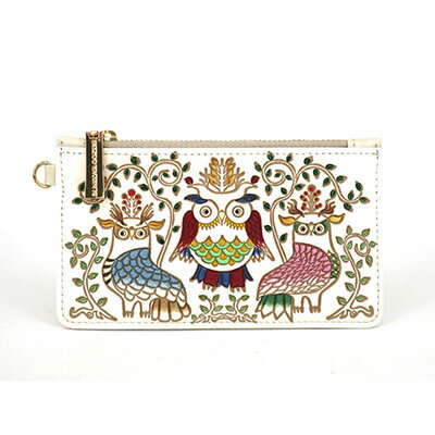 【文庫屋大関】すっきりカードケース　ふくろう【皮革工芸品】 ファッション小物 雑貨 フラグメントケース 小銭入れ付き 収納 スマート 日本製 鳥 フクロウ 梟 　お届け：発送可能時期より順次配送