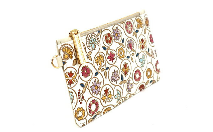 【ふるさと納税】【文庫屋大関】すっきりカードケース　金唐小花【皮革工芸品】 ファッション小物 雑貨 フラグメントケース 小銭入れ付き 収納 スマート 日本製 花柄 　お届け：発送可能時期より順次配送 サムネイル3