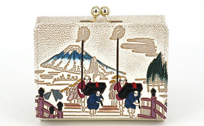 【ふるさと納税】【文庫屋大関】三つ折りミニ財布　日本橋【皮革工芸品】 ファッション 小物 民芸品 お札 カード 小銭 手のひらサイズ コンパクト 大人かわいい 牛革 手作り 国産 　お届け：発送可能時期より順次配送 サムネイル3