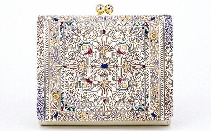 【ふるさと納税】【文庫屋大関】三つ折りミニ財布　夢幻のタピ【皮革工芸品】 ファッション 小物 民芸品 お札 カード 小銭 手のひらサイズ コンパクト 大人かわいい 牛革 手作り 国産 　お届け：発送可能時期より順次配送 サムネイル2