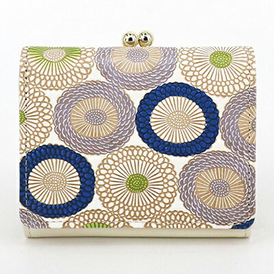 【文庫屋大関】三つ折りミニ財布　笠菊（水明）【皮革工芸品】 ファッション 小物 民芸品 お札 カード 小銭 手のひらサイズ コンパクト 厄除け 牛革 手作り 大人可愛い 　お届け：発送可能時期より順次配送