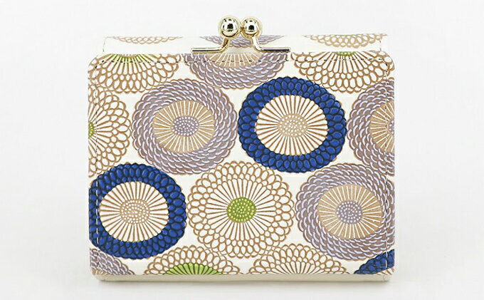 【ふるさと納税】【文庫屋大関】三つ折りミニ財布　笠菊（水明）【皮革工芸品】 ファッション 小物 民芸品 お札 カード 小銭 手のひらサイズ コンパクト 厄除け 牛革 手作り 大人可愛い 　お届け：発送可能時期より順次配送 サムネイル3