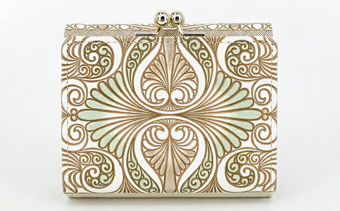 【ふるさと納税】【文庫屋大関】三つ折りミニ財布　ロカイユ（ペールカーキ）【皮革工芸品】 ファッション 小物 民芸品 お札 カード 小銭 手のひらサイズ コンパクト 大人かわいい 牛革 手作り 国産 　お届け：発送可能時期より順次配送 サムネイル3