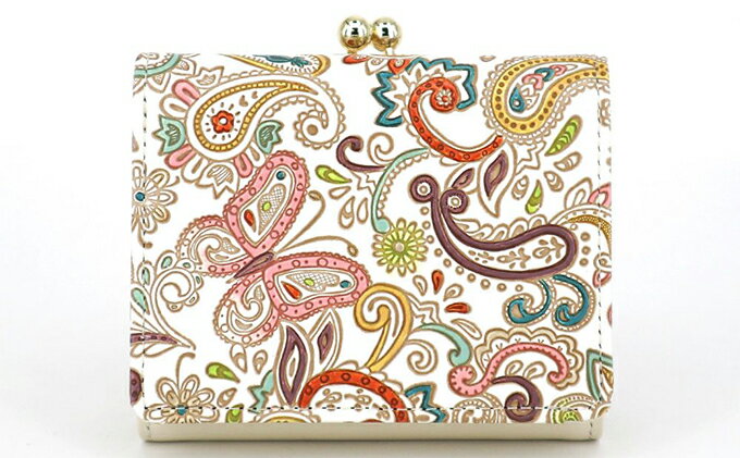 【ふるさと納税】【文庫屋大関】三つ折りミニ財布　ペイズリー【皮革工芸品】 ファッション 小物 民芸品 お札 カード 小銭 手のひらサイズ コンパクト 大人かわいい 牛革 手作り 国産 　お届け：発送可能時期より順次配送 サムネイル2