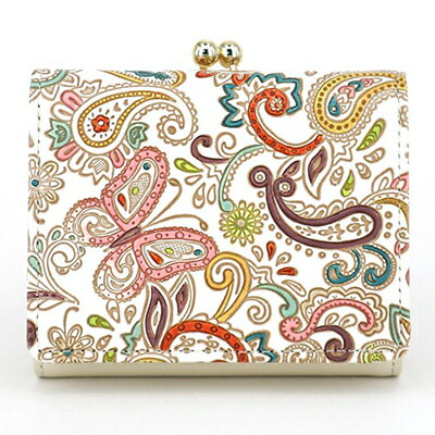 【文庫屋大関】三つ折りミニ財布　ペイズリー【皮革工芸品】 ファッション 小物 民芸品 お札 カード 小銭 手のひらサイズ コンパクト 大人かわいい 牛革 手作り 国産 　お届け：発送可能時期より順次配送