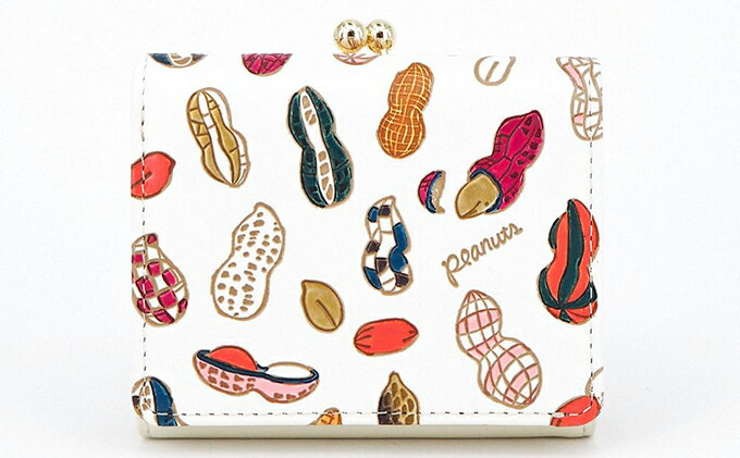 【ふるさと納税】【文庫屋大関】三つ折りミニ財布　ピーナッツ【皮革工芸品】 ファッション 小物 民芸品 お札 カード 小銭 手のひらサイズ コンパクト 大人かわいい 牛革 手作り 国産 　お届け：発送可能時期より順次配送 サムネイル2